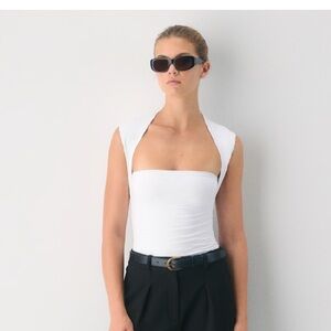 Aritzia White Contour Flourish Top